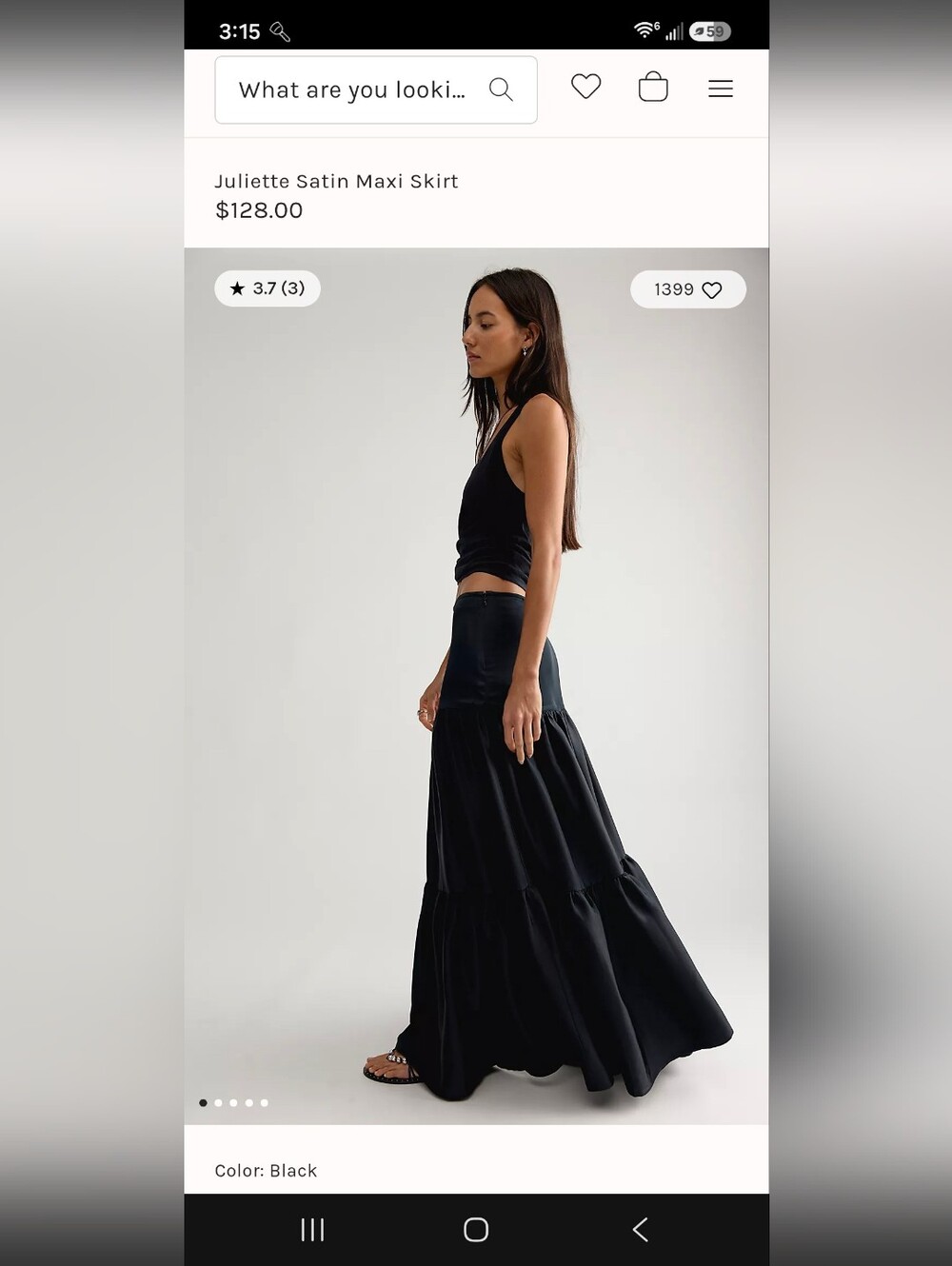 Free People Juliette Satin Maxi Skirt - Black NWT $128 Sz 6